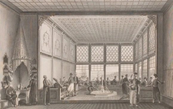 18th Coffeehouse in Istanbul, Antoine-Ignace Melling, c.1819, Drawing