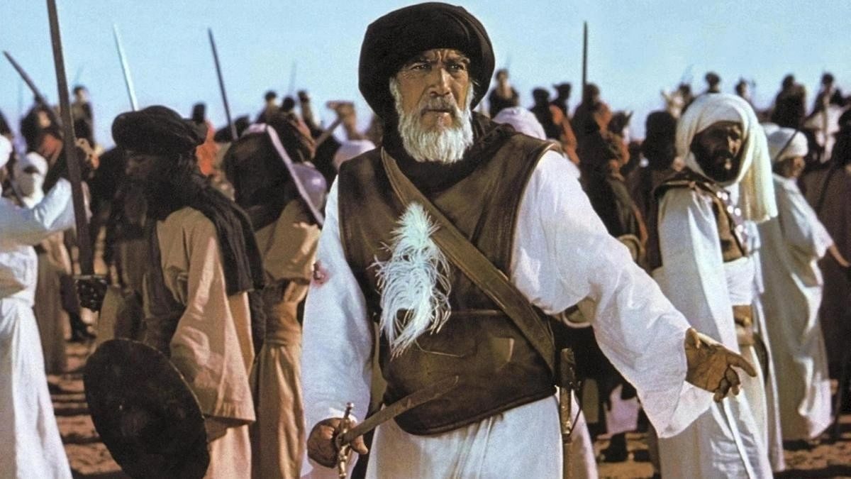 Anthony Quinn as Hamza, a scene in "The Message"