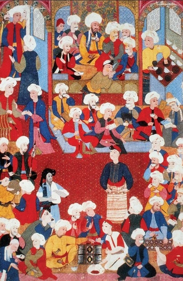 Ottoman Coffee-house, Unknown Painter (Chester Beatty Library), 17th century, Miniature.